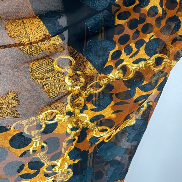 Vintage Animal Print and Chain Sheer Scarf - Picture 7 of 8